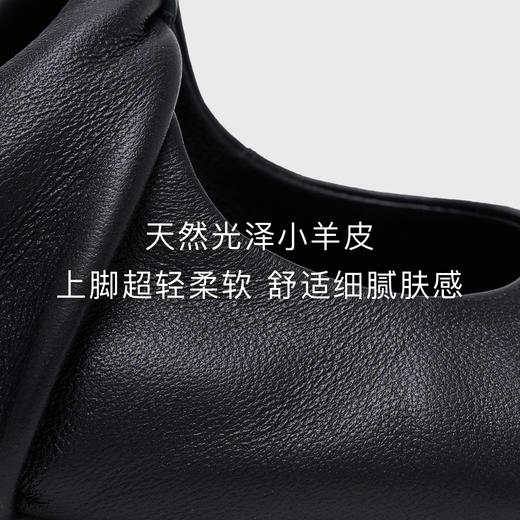 lost in echo2026春夏新款精致手工褶皱羊皮斜方头扭结芭蕾舞鞋女 商品图3