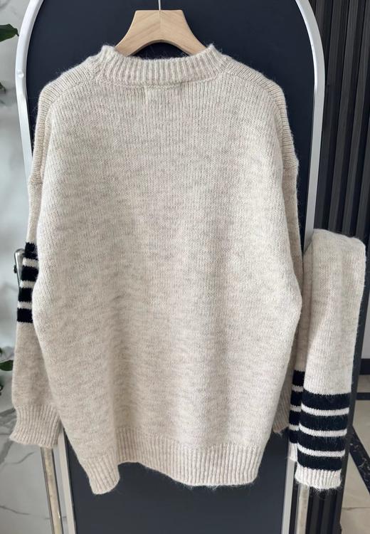 F011627撞色条纹设计感套头毛衣女2026春秋冬款宽松慵懒风针织衫 商品图9