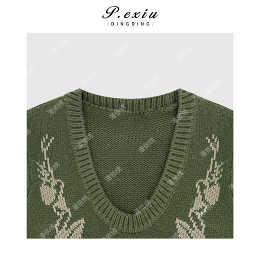 04-2潘依绣丁丁宠粉慵懒风宽松重工提花U领长袖针织上衣Q7982 商品图2