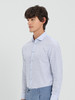 callisto浅蓝棉麻混纺一字领长袖衬衫 商品缩略图3