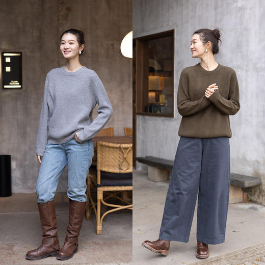 特绽放026朵/集美羊毛衣·纯羊毛多色宽松圆领套头毛衣女显瘦上衣 商品图2