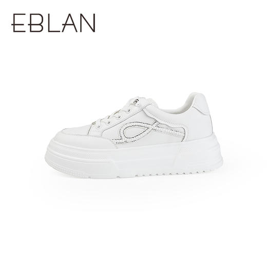 【上新】伊伴2026春季基础百搭松紧带穿脱厚底增高小白鞋B26176210 商品图1