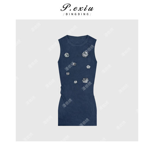 04-1潘依绣丁丁宠粉简约装饰画圆领无袖针织裙Q33770 商品图0