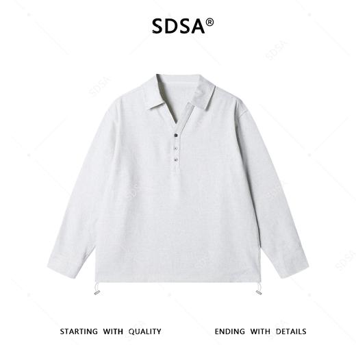 61079SDSA男士秋冬新款痞帅男装简约纯色半纽扣翻领设计长袖T恤百搭潮 商品图1
