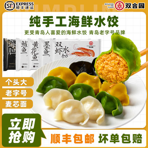 【乐德专属】双合园水饺海鲜水饺鲅鱼墨鱼黄花鱼海胆饺300g*4袋 商品图0