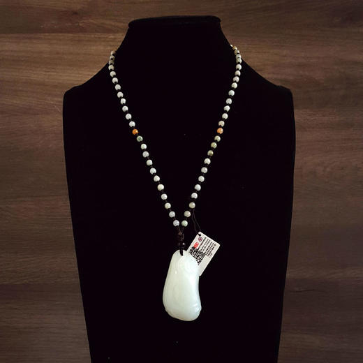 【天然正品】天然俄料一级白油润度佳福瓜造型和田玉（福气满满）吊坠项链55.7*29.4*18.1MM（皆取最大值）301225NJM10 商品图8