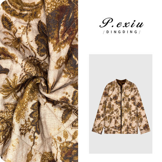 天丝麻料复古新中式重工提花钉珠棉服外套M9140 商品图0