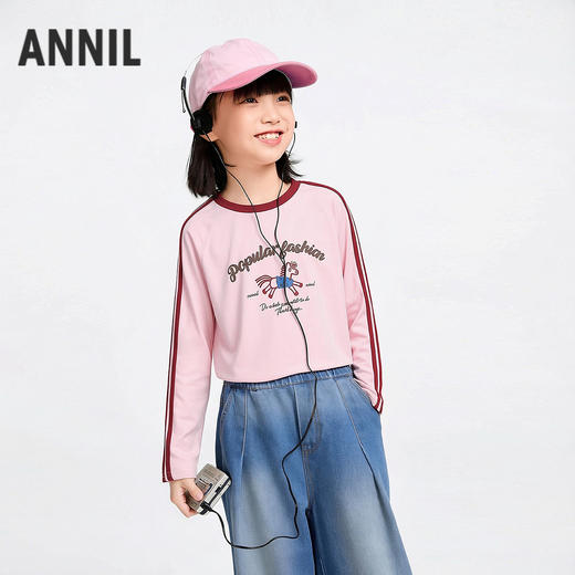 女童圆领长袖针织衫春季新款安奈儿童装EG611722 商品图1