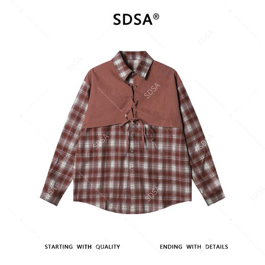 2266SDSA男士秋冬新款痞帅男装美式复古拼接撞色格子设计翻领衬衫百搭 商品图1