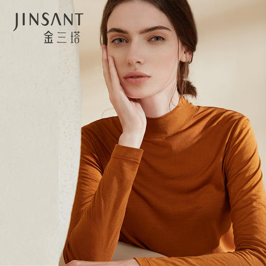 金三塔110g 100%桑蚕丝女绢丝半高领打底衫1NZF7C729 商品图0