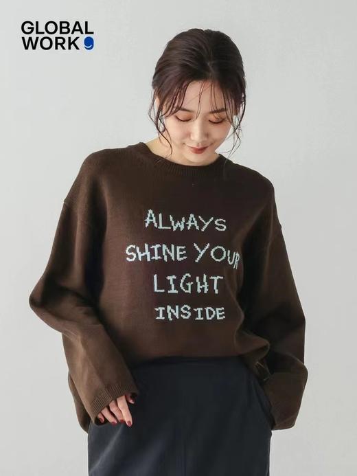 F011636针织衫2026春季新款ins风字母圆领宽松毛衣 商品图1