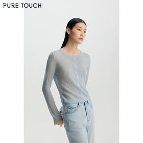 商场同款PURE TOUCH女装26春夏新款针织开衫圆领镂空外搭罩衫
