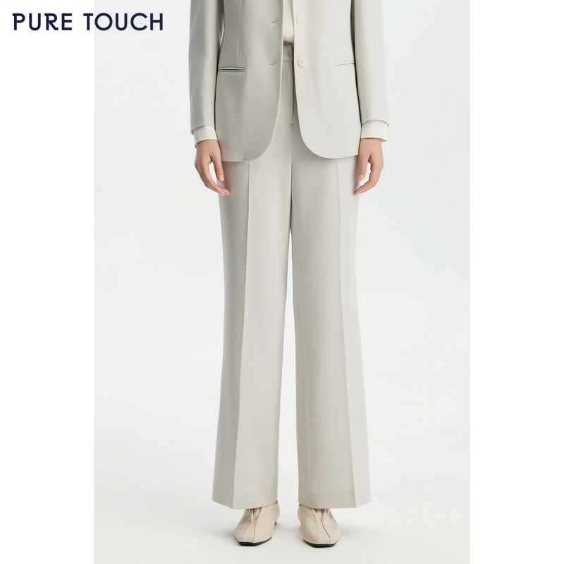 商场同款PURE TOUCH女装26春夏新款高腰西装裤微喇垂顺长裤三醋酸
