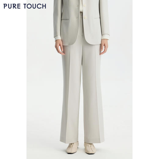 商场同款PURE TOUCH女装26春夏新款高腰西装裤微喇垂顺长裤三醋酸 商品图0