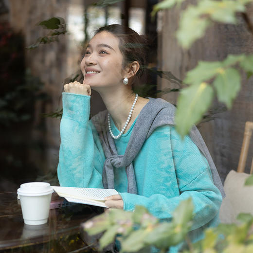 绽放630朵/纯绵羊毛衫v领套头毛针织衫新款打底衫宽松落肩毛衣女 商品图1