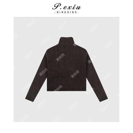 04-2潘依绣丁丁宠粉复古设计感坑条高领针织毛衣 Q56018 商品图1