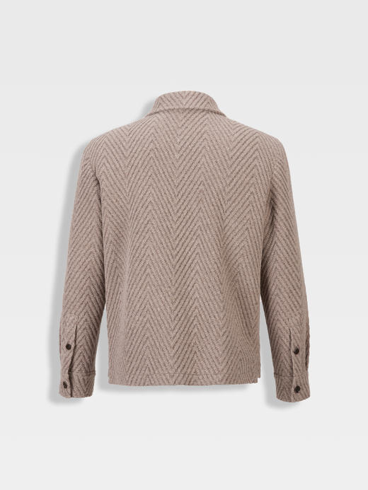 callisto卡其羊毛混纺翻领人字纹外套 商品图1