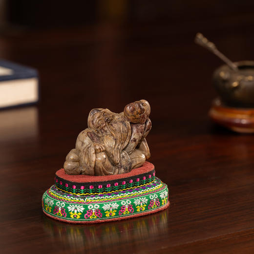 清	鸡血石寿星摆件（锦座） 商品图0