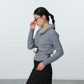 极简毛领麻花毛衣-纪念日百货门店同款168794895