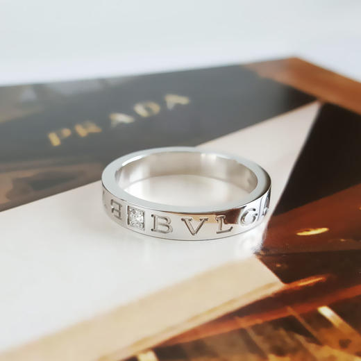 【95新】BVLGARI宝格丽B.zero1系列33999618K白金单钻logo签名戒指63号中性款 090126NJT42 商品图3