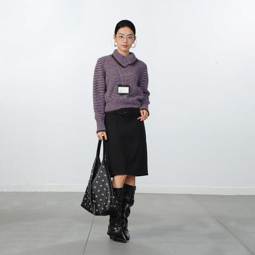 极简翻领条纹针织衫-纪念日百货门店同款168943871 商品图3