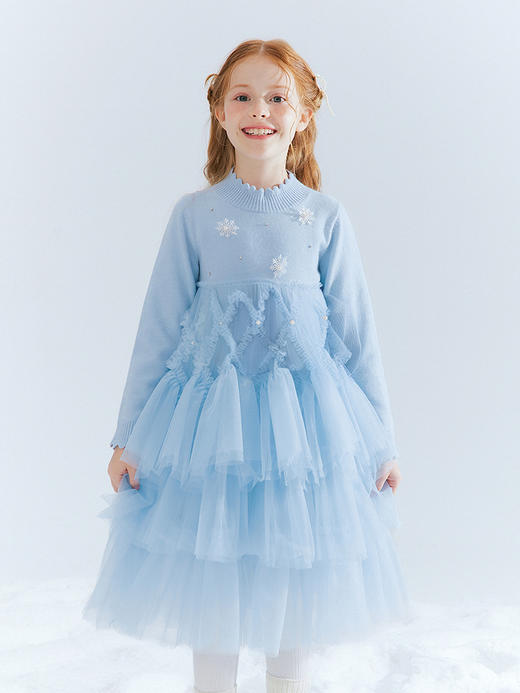 笛莎Deesha 女童厚款连衣裙2025年冬季新款女孩儿童时尚保暖蛋糕裙 商品图1