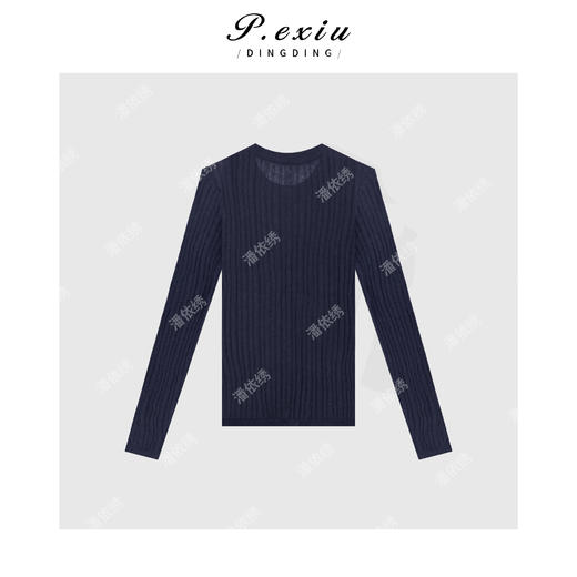 04-2潘依绣丁丁宠粉韩系简约圆领半开扣针织衫Q63071 商品图1