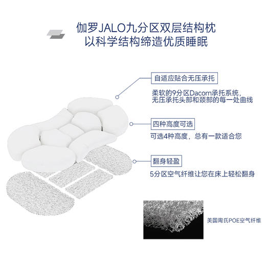 伽罗 JALO 9分区双层可水洗空气纤维枕 商品图1