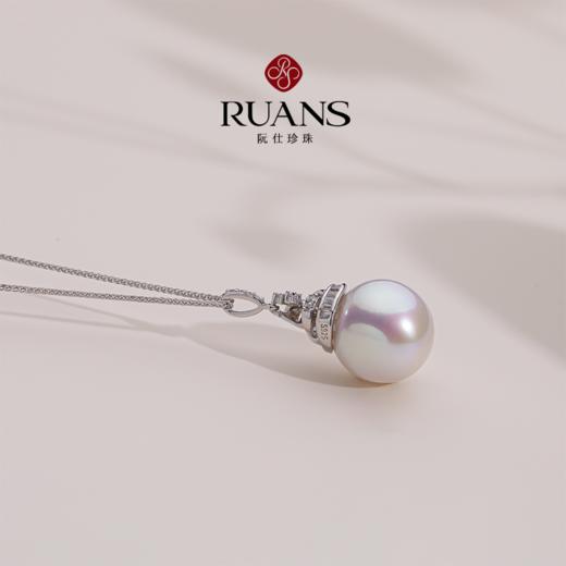 阮仕珍珠 琼雪S925银淡水珍珠链牌 13-14mm 圆 微瑕 极强光 商品图4