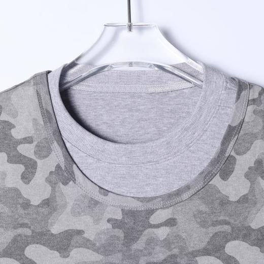 26004SDSA秋冬新款痞帅男装潮牌拼接迷彩设计假两件圆领长袖T恤百搭 商品图2