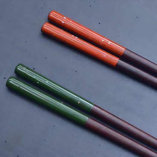 《双紫》小叶紫檀大漆橙红螺钿圆筷  葱绿螺钿圆筷 商品图1