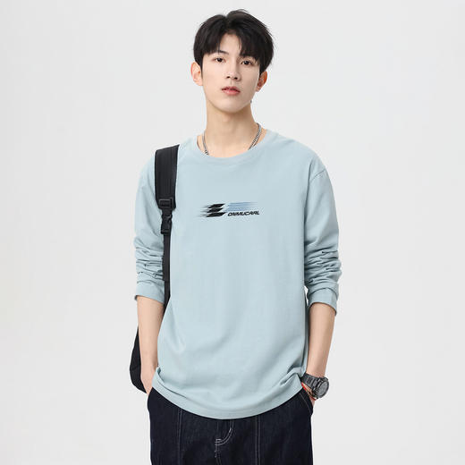 GXG男装【100%棉】春季时尚重影印花户外休闲圆领男式长袖T恤K&C 商品图8