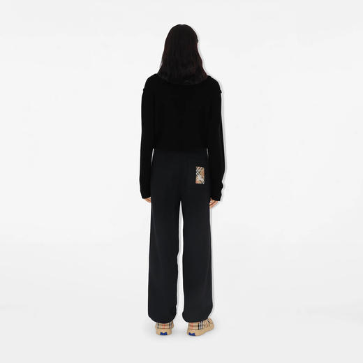 【二】BURBERRY 巴宝莉 女士格纹马术骑士标签棉质运动裤 黑色 8101879 A1189 商品图4