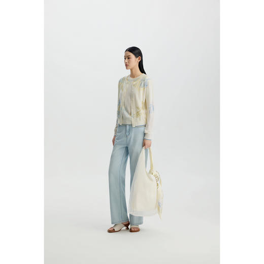 商场同款PURE TOUCH女装 26春夏新款羊毛针织开衫圆领印花开襟衫 商品图6