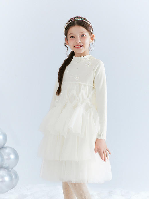 笛莎Deesha 女童厚款连衣裙2025年冬季新款女孩儿童时尚保暖蛋糕裙 商品图0