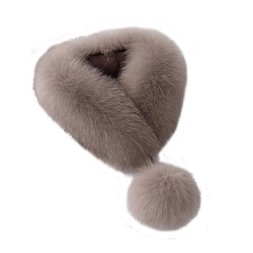 【日系狐狸毛围巾皮草围脖】女士真毛毛球球可爱保暖围脖新品 商品图4