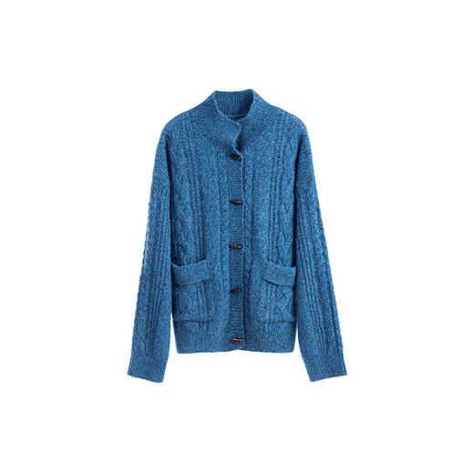 绽放020朵/山羊绒桑蚕丝花纱棒针绞花开襟毛针织衫春新款开衫外套 商品图4