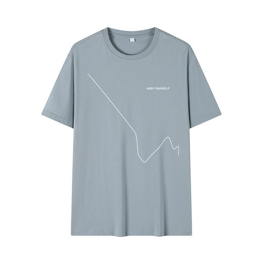 GXG男装【线条山岳】夏季新款简约时尚百搭情侣款纯棉圆领短袖T恤K&C 商品图4