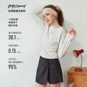 714street撞色防晒速干衣7A抗菌运动长袖2026春季轻薄印花T恤女