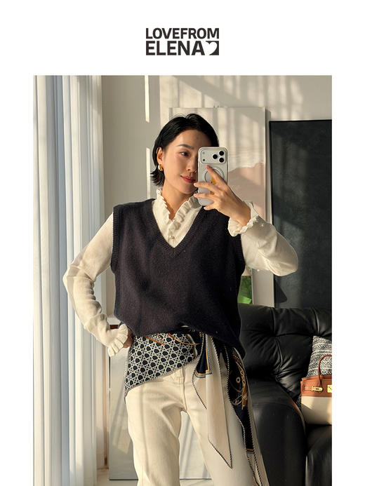 100%羊毛 气质花边领针织衫 商品图4