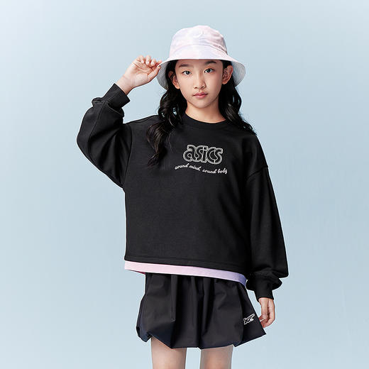 【商场同款】ASICS/亚瑟士儿童2026新款宽松女童卫衣印花纺棉纱 商品图1