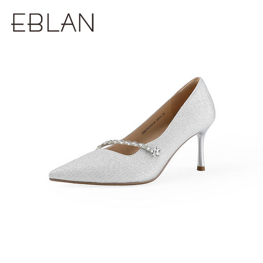 【上新】伊伴2026春季甜美闪钻饰扣尖头气场高跟鞋B26175107 商品图0