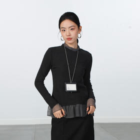 极简拼纱磨毛T恤-纪念日百货门店同款168793454