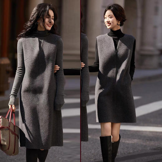 安可拉红V领雪花呢马甲裙 ，老钱美学的低调精致，上身优雅到惊艳，从容自若【3-7天发货，周末顺延】【G】 商品图3
