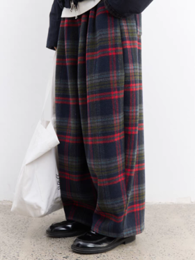 步履不停/5D43195C/顺毛格纹色织长裤加绒裤