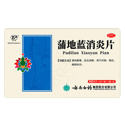 【官方正品】云南白药云丰蒲地蓝消炎片0.3g*24片/板*2板/盒 薄膜衣片 商品图6