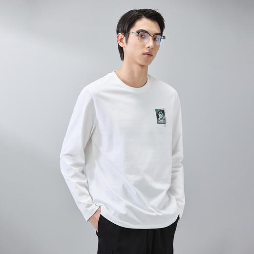 GXG男装【100%棉】春季潮流宇航员刺绣圆领休闲轻薄男式长袖t恤K&C 商品图2