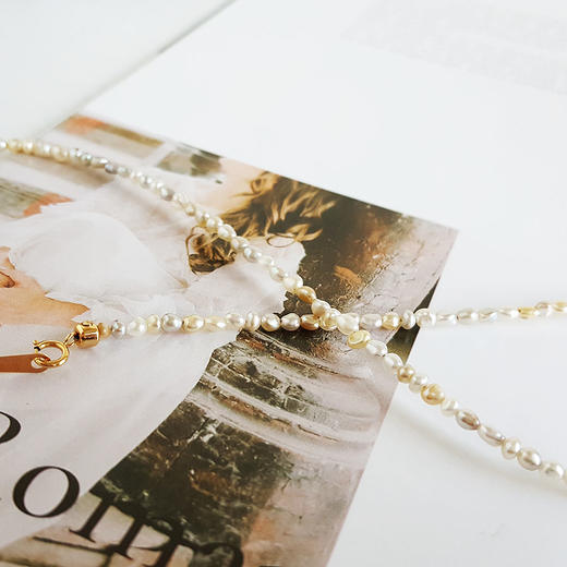 【天然正品】AU750黄金镶天然混彩巴洛克海水珍珠小米珠项链40CM（长度可调节）311225NJM68特价：520 商品图4