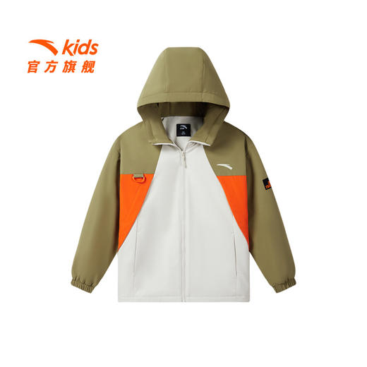 安踏儿童丝光绒上衣春新款男大童防风外套中大童风衣352516611 商品图3