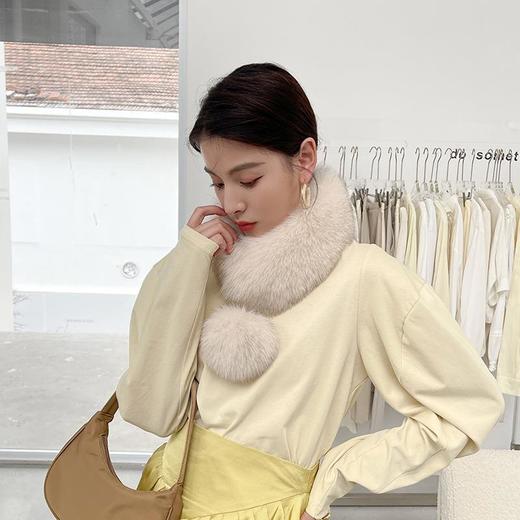 【日系狐狸毛围巾皮草围脖】女士真毛毛球球可爱保暖围脖新品 商品图1